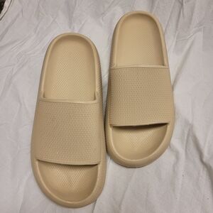 Beige Slide Sandals